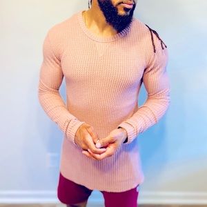 Urban Outfitters (UO) Waffle Knit Long Sleeve Tee, Size M, Color: Salmon